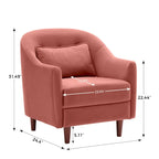 Set van 2 accentfauteuils van 28.34W, fluwelen kuipstoel met poten van massief hout