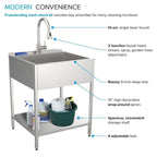 Lavatoio per lavanderia con mobile, in acciaio inox, 24-in W x 22-in D x 35-in H