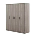 Viertüriger Kleiderschrank aus Holz mit Kleiderstange, 1 Schublade und Einlegeböden