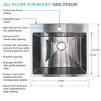 Lavatoio per lavanderia con mobile, in acciaio inox, 24-in W x 22-in D x 35-in H