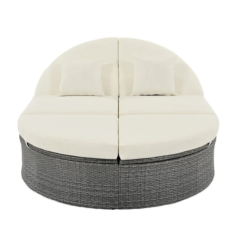 Outdoor-Sonnenliege für die Terrasse, Daybed für 2 Personen mit Sitzkissen und Kissen