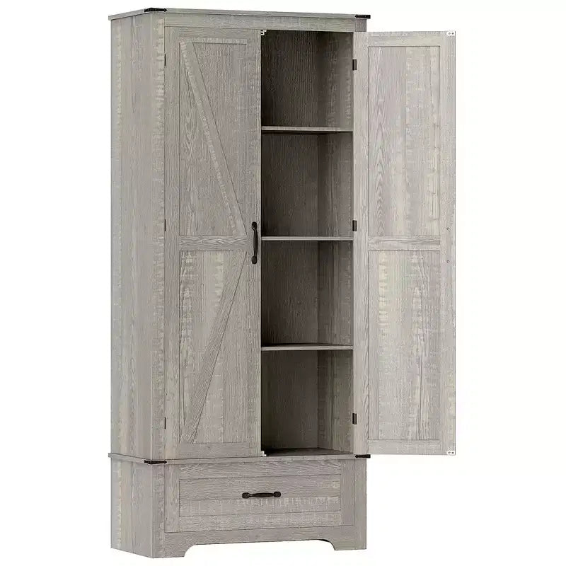Dispensa HOMCOM in stile rustico da 72 con ante a fienile, mobile alto da cucina con ripiani regolabili e cassetto
