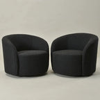KINWELL 34 Wide Upholstered Swivel Accent Barrel Chair (Set of 2)