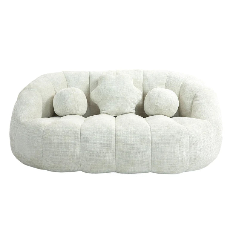 Witte loungestoel van chenille met hoge dichtheid schuim, 63.78