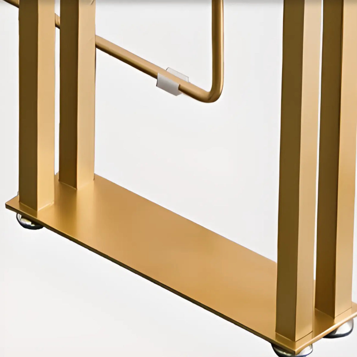 Table de bar rectangulaire de luxe en bois, avec piètement traîneau doré, pour salle à manger