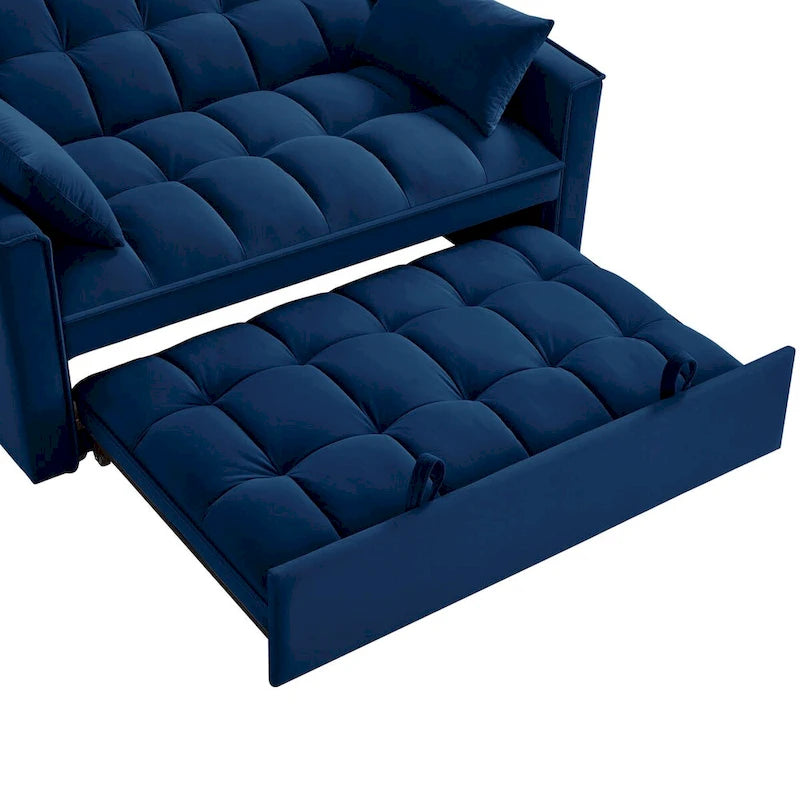 Rozkładana sofa dwuosobowa 4 w 1 z podłokietnikami i kieszeniami do przechowywania, wielofunkcyjna pikowana sofa z regulowanym oparciem