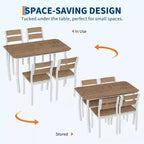 5-teiliges Küchenmöbel-Set mit Metallgestell, Tisch und Stühlen, mit abgeschrägtem Design