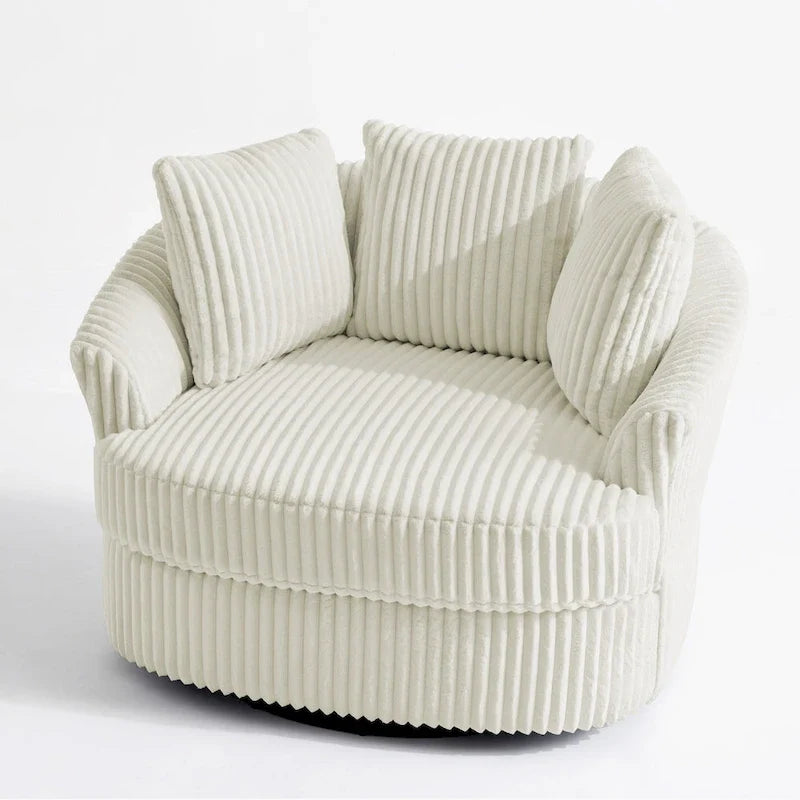 2er-Set übergroßer Cord-Sessel mit Drehfunktion, 43 W, und Kissen