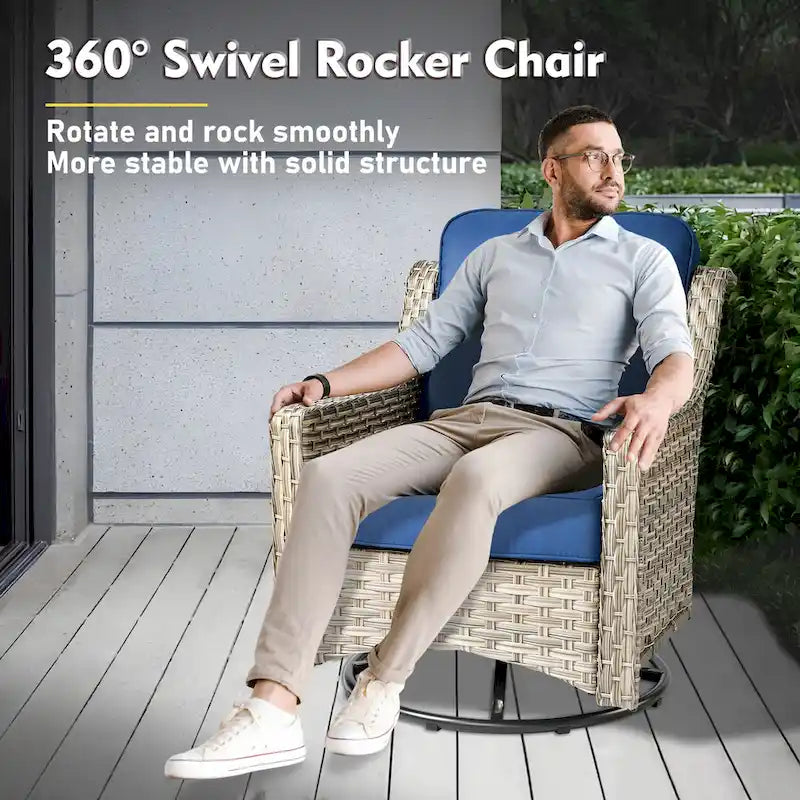 XIZZI 9-delige loungeset voor buiten met draaibare stoel