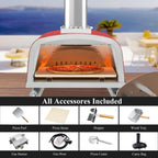 Multifuel-Pizzaofen für draußen, Pizzabäcker für Steinofenpizza mit Gasbrenner und Holzbox - 12 inch