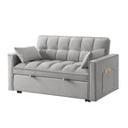 Rozkładana sofa dwuosobowa 4 w 1 z podłokietnikami i kieszeniami do przechowywania, wielofunkcyjna pikowana sofa z regulowanym oparciem