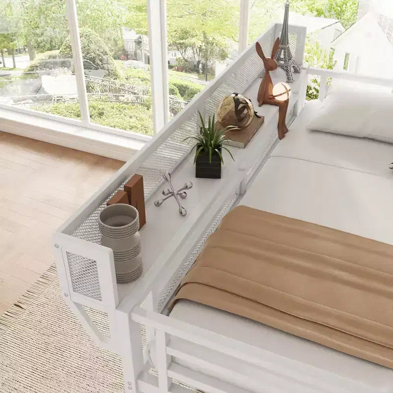 Okak hoogslaper van 94 inch voor een eenpersoonsbed, met kledingkast, opbergplanken en mand, bedframe voor slaapkamer of studentenkamer