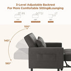 Sofá-cama ajustável 3 em 1, sofá-cadeirão extensível, cama dobrável convertível para sala de estar