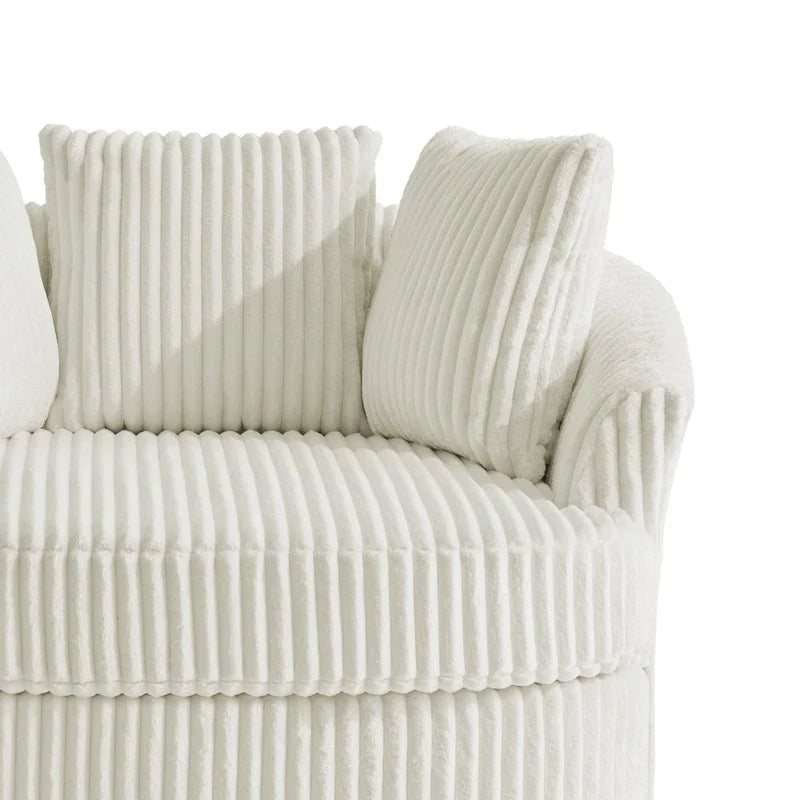 2er-Set übergroßer Cord-Sessel mit Drehfunktion, 43 W, und Kissen