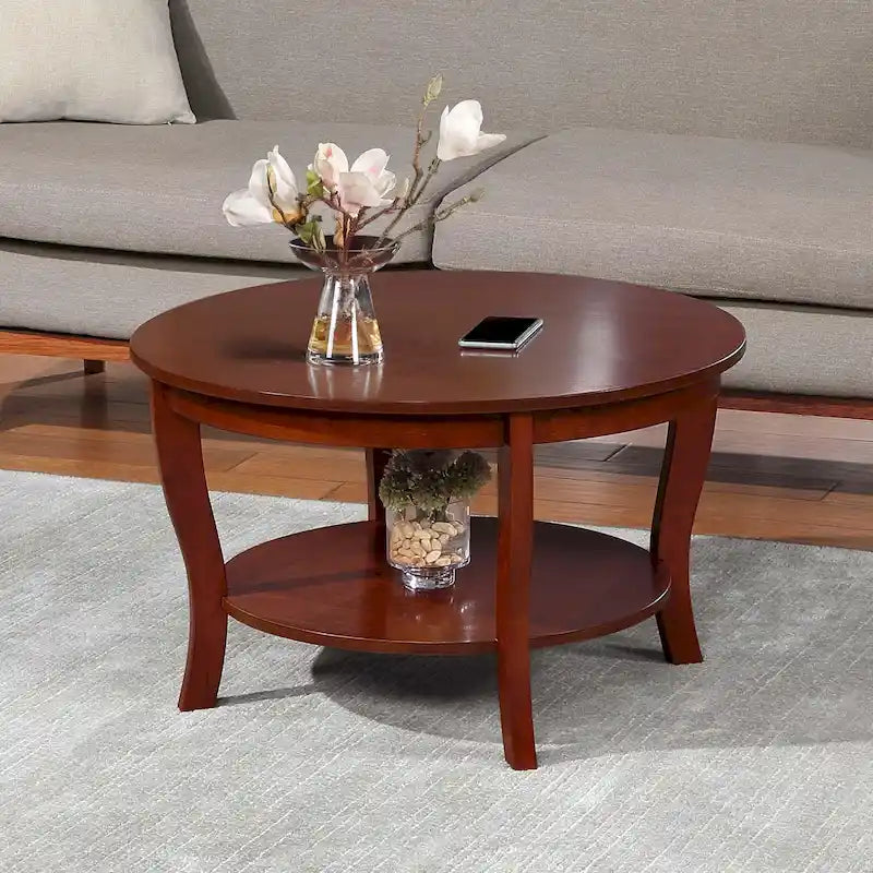 Runder Couchtisch mit Ablage aus der American-Heritage-Kollektion von Convenience Concepts