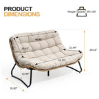Poltrona doppia Papasan con cuscino, in rattan PE resistente a tutte le condizioni atmosferiche e struttura in metallo, per interni ed esterni