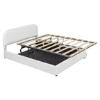 Gestoffeerd queensize bed met opbergruimte en liftmechanisme - wit