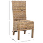 Set van 2 eetkamerstoelen van naturel rotan, 19W x 22D x 41H, boho-kuststijl