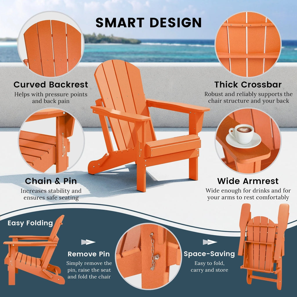 Polytrends Laguna Adirondack-Klappstuhl für die Terrasse, lichtecht und wetterbeständig