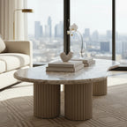 Pebble Shaped Marble Top Coffee Table