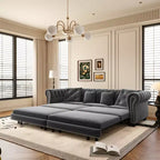 Whisen Schlafsofa aus Samt, 3-in-1, King Size, ausziehbar und umwandelbar, mit beweglichem Ottomanen, gestepptes Design
