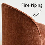 Conjunto de jantar moderno para 6 pessoas, mesa redonda com pé central, cadeiras giratórias tipo barril com rodas, chenille texturizado - Panipeachy