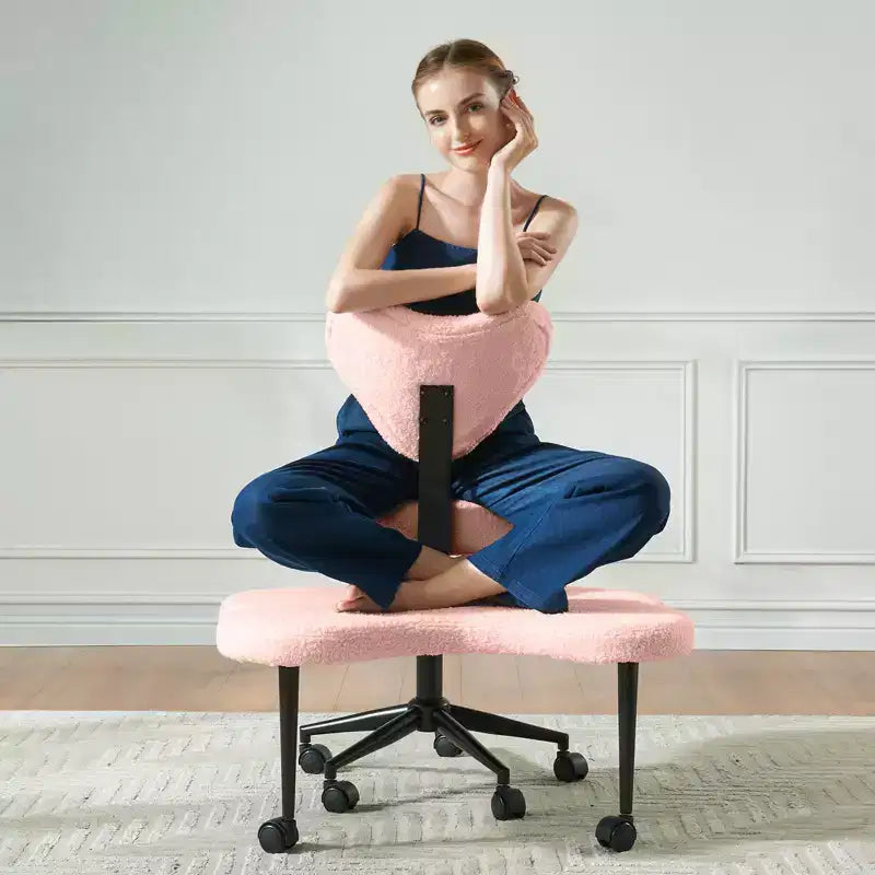 Sedia da ufficio ergonomica Pinmoco a gambe incrociate, sedia da meditazione regolabile in altezza, girevole a 360, con supporto lombare, per attività e ufficio, sedia per ADHD