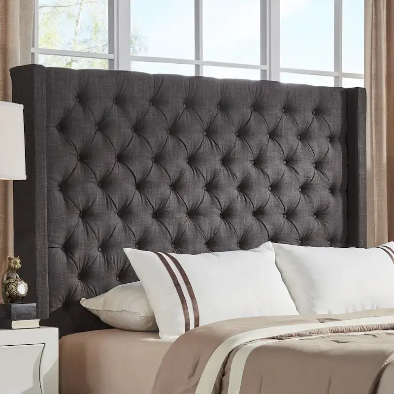 Tête de lit à oreilles Naples capitonnée par boutons, uniquement la tête de lit, par iNSPIRE Q Artisan