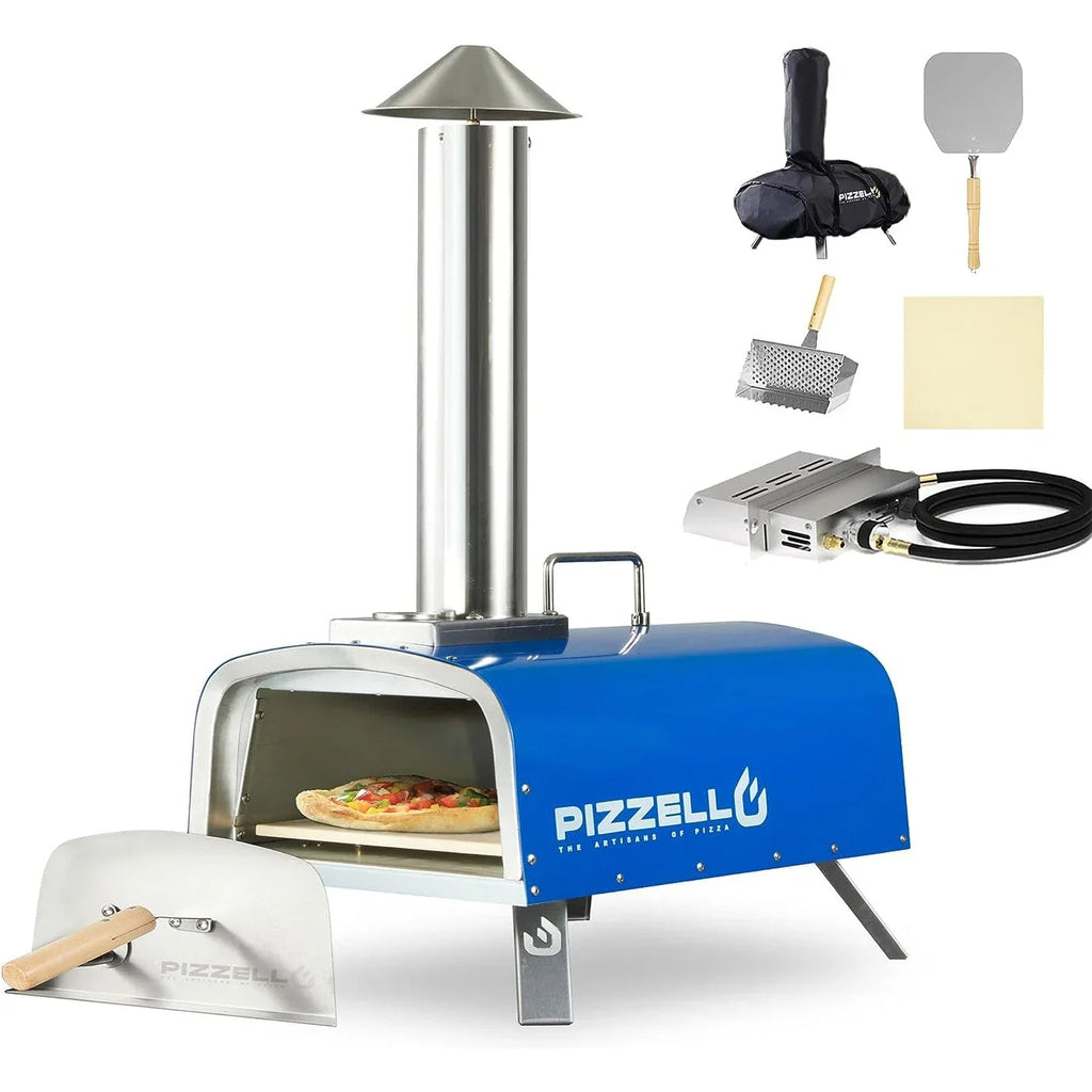 Multifuel-Pizzaofen für draußen, Pizzabäcker für Steinofenpizza mit Gasbrenner und Holzbox - 12 inch