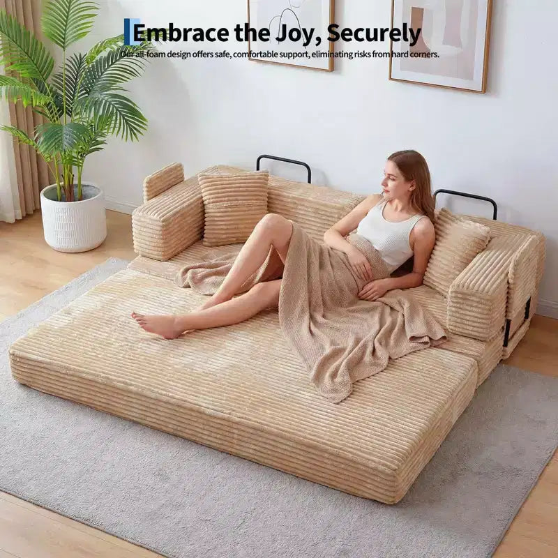 80.7 5-in-1-Schlafsofa mit Cordbezug, 1200 lbs, keine Montage erforderlich