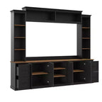 ModernLuxe 4-in-1-Unterhaltungszentrum im Landhausstil, passend für Fernseher bis 70, TV-Ständer-Medienkonsole mit verstellbaren Einlegeböden und Schubladen