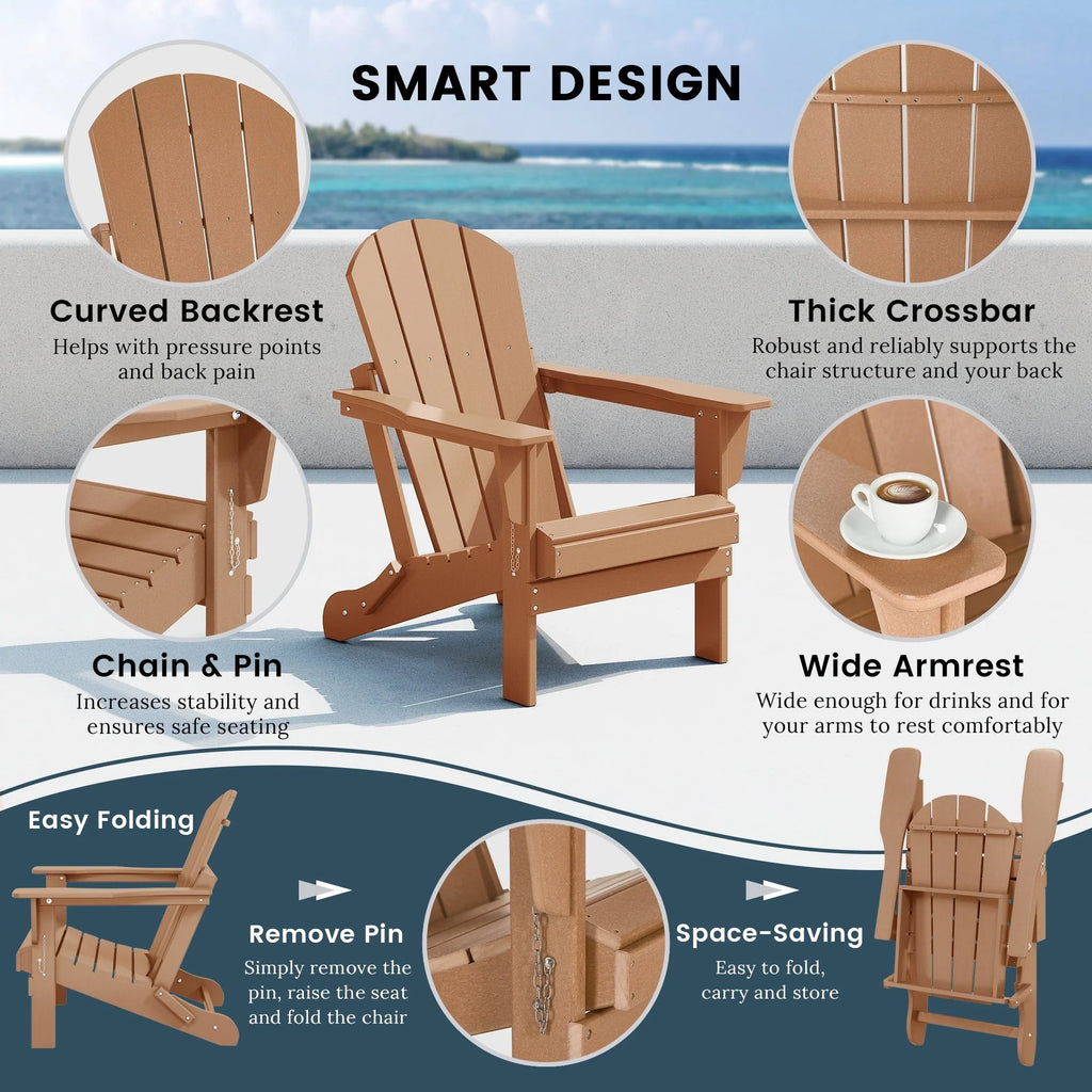 Polytrends Laguna Adirondack-Klappstuhl für die Terrasse, lichtecht und wetterbeständig
