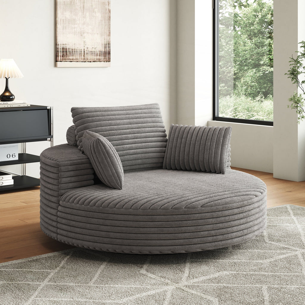 Draaifauteuil voor één persoon van corduroy, chenille en schuim
