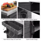 Isola da cucina da esterno da 78.3 pollici con piano in acciaio inox, postazione barbecue pieghevole e armadietti contenitori, nera