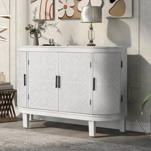 Decoratieve opbergkast, houten dressoir met deuren met antiek patroon voor de hal, entree, woonkamer of slaapkamer