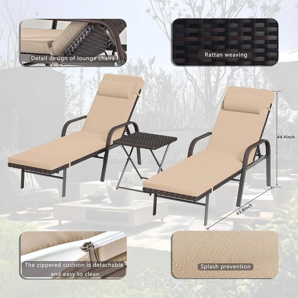 Conjunto de 3 espreguiçadeiras de exterior Kullavik