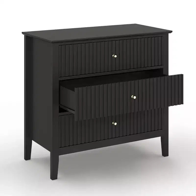Heynemo Kommode mit 3 Schubladen, lackierter, 30 Zoll hoher Nachttisch aus Holz mit Stauraum, breite moderne Kommode mit kugelgelagerten Schienen