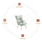 Akzentstuhl mit Hocker, Wohnzimmer-Stuhl- und Hocker-Set, bequemer Beistellsessel für das Schlafzimmer, kreativ zusammengesetzter Stoffbezug