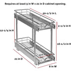 Ausziehbarer Schrankorganizer mit 2 Ebenen, robustes Metall, eingeschränkte lebenslange Garantie - rostbeständige Chromoberfläche