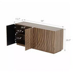 59 moderner Spiralen-Sideboardschrank, flacher kunstvoller Aufbewahrungsschrank für den Eingangsbereich mit Türen in 3D-Wellenoptik