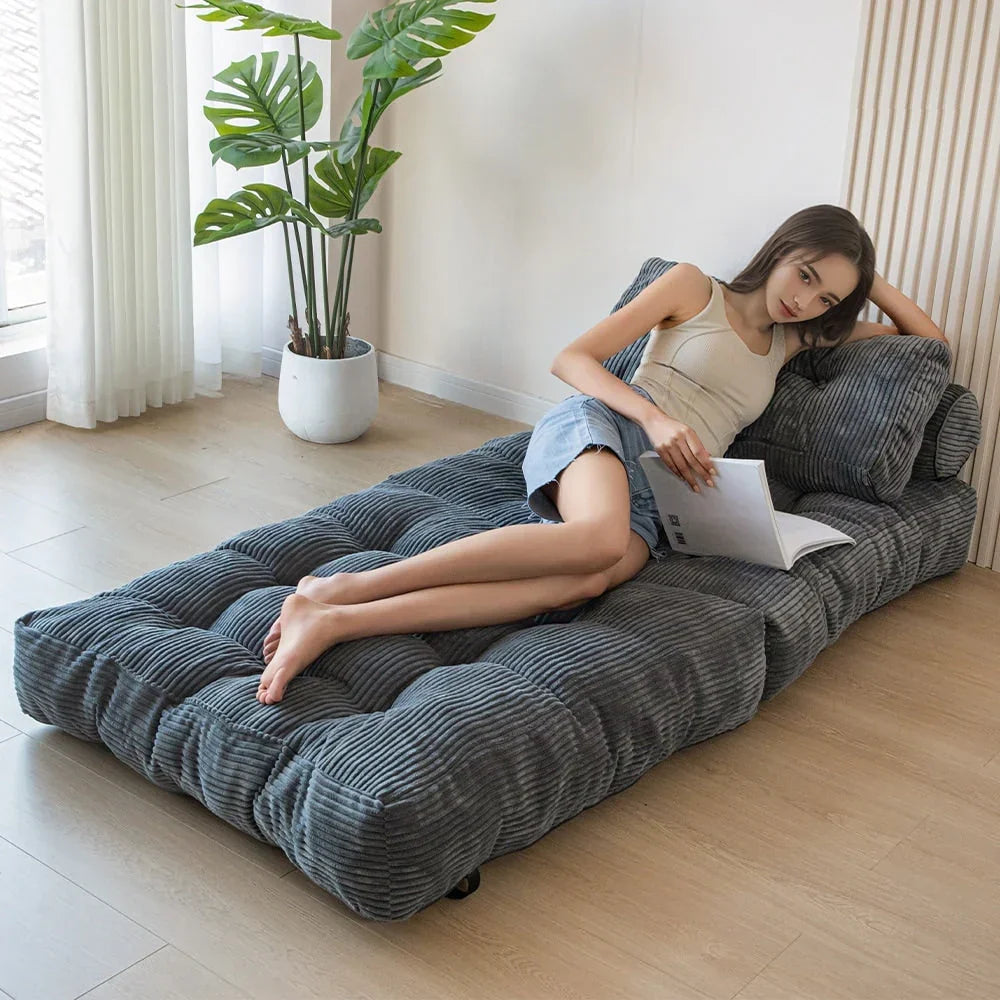 Sofá-cama dobrável de bombazina de 8 lugares, individual