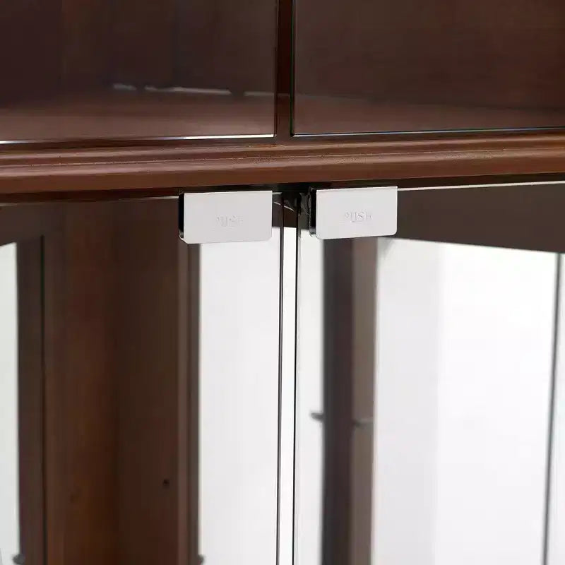 Eckvitrine, Kirschbaum/Walnuss, Glasvitrine mit 4 Türen