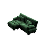 Narożna sofa dwuosobowa w kształcie litery L z tapicerką chenille i poduszkami lędźwiowymi