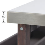 Îlot de cuisine d’extérieur, chariot de bar roulant et meuble de rangement, table de barbecue en bois massif avec plateau en acier inoxydable, porte-épices, porte-serviettes