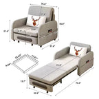 Fauteuil convertible 3-en-1 Gaoyangjiaju avec tiroir de rangement - Canapé-lit gigogne avec poche latérale et coussin - Gris