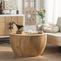 Tavolino da salotto rotondo in legno con contenitore, stile retrò, adatto al soggiorno, alla sala da pranzo o all'ufficio.