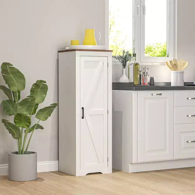 Mobile contenitore HOMCOM in stile rustico con ripiano regolabile, mobile decorativo con un'anta a granaio per il soggiorno, dispensa da pavimento, bianco