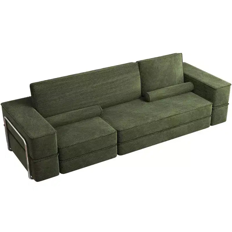 Veranderbare modulaire wolkenbank, comfortabele corduroy hoekbank met diepe zitting en hoge kussens, eenvoudig te monteren