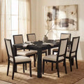 Moderne eetset - 80 tafel + 6 gestoffeerde stoelen, massief houten frame, tafelcapaciteit van 400 lbs, eenvoudig te monteren