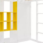 Kinder-Hochbett mit Kleiderschrank und Regalen, Holz-Hochbettrahmen mit Stauraumschrank für Kinder und Jugendliche